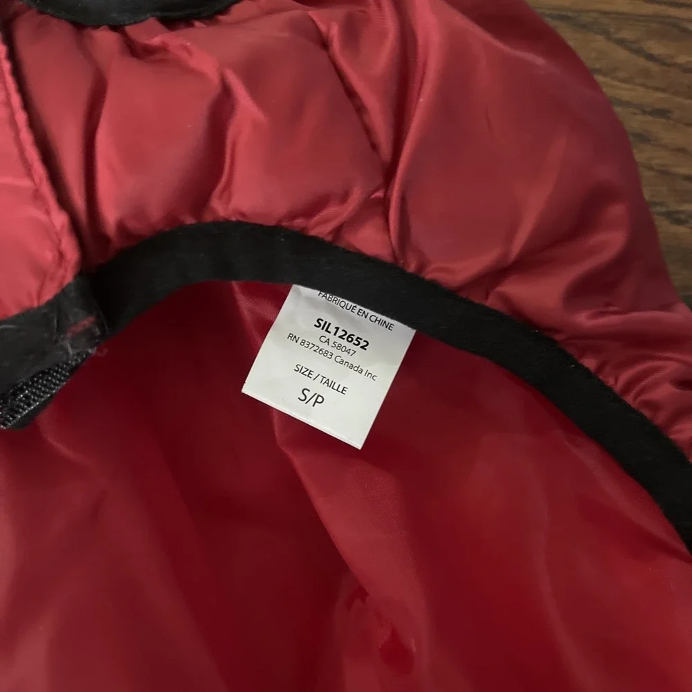 Silver Paw Red Hoodie Hooded Quilted Puffer Dog Jacket Small